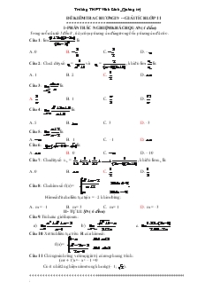 Giáo án Đề kiểm tra chương IV - Giải tích lớp 11