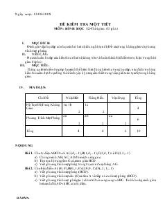 Giáo án Đề kiểm tra một tiết môn: hình học 12 - Thời gian: 45 phút