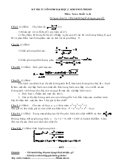 Giáo án Đề Kỳ thi tuyển sinh đại học, cao đẳng năm 2011 môn: toán. khối a, b. thời gian làm bài: 180 phút (không kể thời gian giao đề)