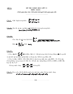 Giáo án Đề thi chọn học sinh giỏi lớp 11 môn: toán (thời gian làm bài: 180 phút không kể thời gian giao đề)