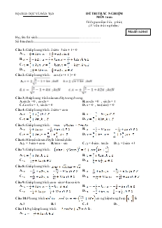 Giáo án Đề thi trắc nghiệm môn toán 12