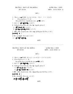 Giáo án Kiểm tra 1 tiết môn : giải tích 12