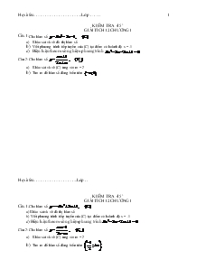 Giáo án Kiểm tra 45 phút giải tích 12 chương 1