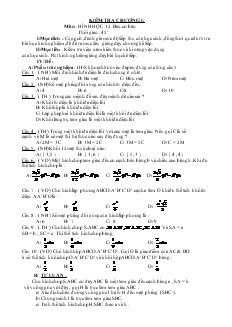 Giáo án Kiểm tra chương I môn : hình học 12 ban cơ bản thời gian : 45 phút