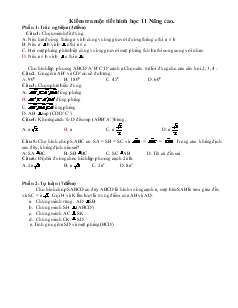 Giáo án Kiểm tra một tiết hình học 11 nâng cao