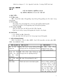 Giáo án lớp 11 môn Hình học - Tiết 33: Véctơ trong không gian sự đồng phẳng của các véctơ