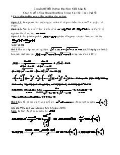Giáo án lớp 12 môn Đại số - Bài 1: Chuyên đề I: Ứng dụng đạo hàm trong các bài toán đại số