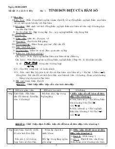 Giáo án lớp 12 môn Đại số - Bài 1: Tính đơn điệu của hàm số