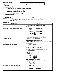 Giáo án lớp 12 môn Đại số - Bài 2: Các quy tắc tính đạo hàm