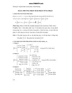 Giáo án lớp 12 môn Đại số - Bài 8: Phương pháp tích phân từng phần