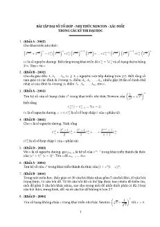 Giáo án Lớp 12 môn Đại số - Bài tập đại số tổ hợp - Nhị thức newton - xác suất trong các kỳ thi đại học