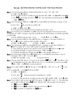 Giáo án lớp 12 môn Đại số - Bài tập : Đường thẳng vuông góc với mặt phẳng