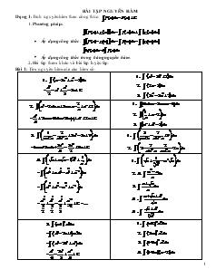 Giáo án lớp 12 môn Đại số - Bài tập nguyên hàm