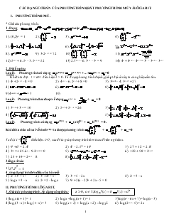 Giáo án lớp 12 môn Đại số - Các dạng cơ bản của phương trình, bất phương trình mũ và lôgarit