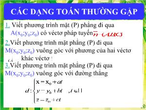 Giáo án lớp 12 môn Đại số - Các dạng toán thường gập