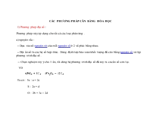 Giáo án lớp 12 môn Đại số - Các phương pháp cân bằng hóa học