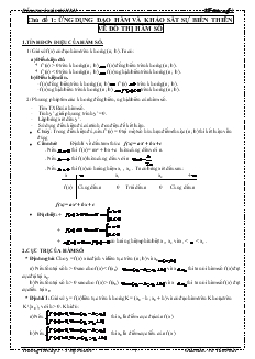 Giáo án lớp 12 môn Đại số - Chủ đề 1: Ứng dụng đạo hàm và khảo sát sự biến thiên vẽ đồ thị hàm số