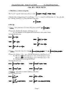 Giáo án lớp 12 môn Đại số - Chủ đề 2: Tích phân
