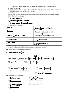 Giáo án lớp 12 môn Đại số - Chủ đề 3: Nguyên hàm - Tích phân - ứng dụng của tích phân