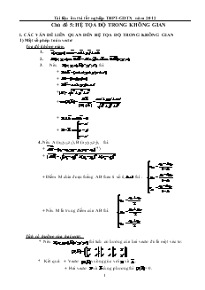 Giáo án lớp 12 môn Đại số - Chủ đề 5: Hệ tọa độ trong không gian