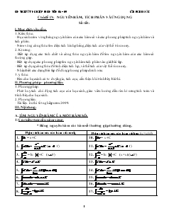 Giáo án lớp 12 môn đại số - Chủ đề IV: Ứng dụng nguyên hàm, tích phân và ứng dụng