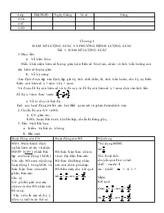 Giáo án lớp 12 môn Đại số - Chương 1: Hàm số lượng giác và phương trình lượng giác