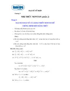 Giáo án lớp 12 môn Đại số - Chương 5: Nhị thức newton