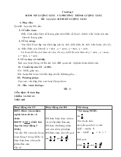 Giáo án Lớp 12 môn Đại số - Chương I: Hàm số lượng giác và phương trình lượng giác