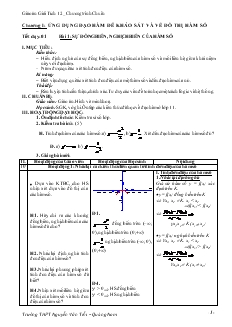 Giáo án lớp 12 môn Đại số - Chương I: Ứng dụng đạo hàm để khảo sát và vẽ đồ thị hàm số (tiếp)