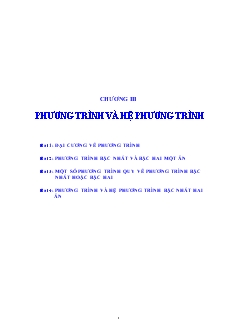 Giáo án Lớp 12 môn Đại số - Chương III: Phương trình và hệ phương trình