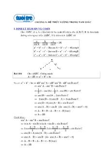 Giáo án lớp 12 môn Đại số - Chương X: Hệ thức lượng trong tam giác