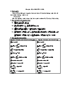 Giáo án lớp 12 môn Đại số - Chuyên đề 4: Nguyên hàm