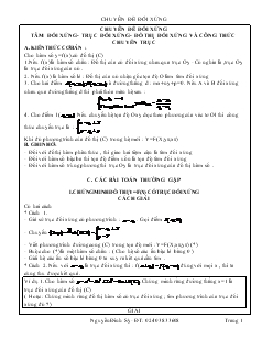 Giáo án lớp 12 môn Đại số - Chuyên đề đối xứng tâm đối xứng- Trục đối xứng- đồ thị đối xứng và công thức chuyển trục
