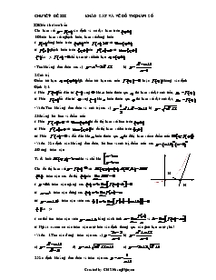 Giáo án lớp 12 môn Đại số - Chuyên đề III: Khảo sát và vẽ đồ thị hàm số