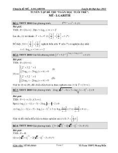 Giáo án lớp 12 môn Đại số - Chuyên đề mũ  logarith
