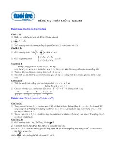 Giáo án lớp 12 môn Đại số - Đề 2 năm 2006