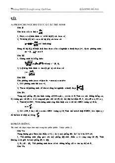 Giáo án lớp 12 môn Đại số - Đề 3 Trường THPT Trưng Vương-Qui Nhơn