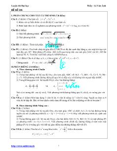 Giáo án lớp 12 môn Đại số - Đề 34 - Luyện thi Đại học