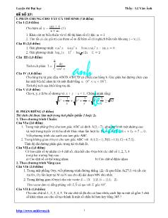 Giáo án lớp 12 môn Đại số - Đề 37 - Luyện thi Đại học