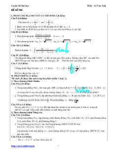 Giáo án lớp 12 môn Đại số - Đề 40 - Luyện thi Đại học