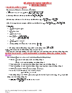 Giáo án lớp 12 môn Đại số - Đề cương ôn tập lý thuyết 12