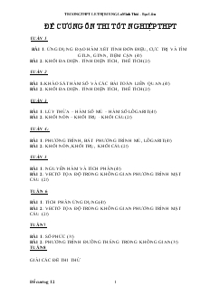 Giáo án Lớp 12 môn Đại số - Đề cương ôn thi tốt nghiệp