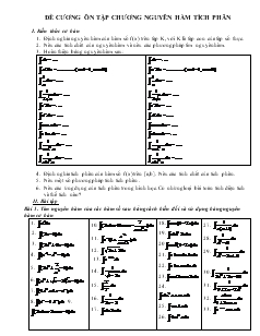 Giáo án lớp 12 môn đại số - Đề cương về ôn tập chương nguyên hàm tích phân