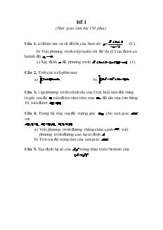 Giáo án lớp 12 môn Đại số - Đề I (thời gian làm bài 150 phút)
