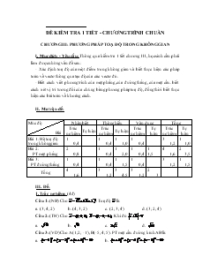 Giáo án lớp 12 môn đại số - Đề kiểm tra 1 tiết - Chương III: Phương pháp toạ độ trong không gian