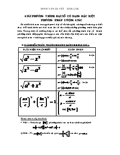 Giáo án lớp 12 môn đại số - Giải phương trình đại số có dạng đặc biệt phương pháp lượng giác