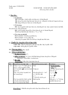 Giáo án lớp 12 môn đại số - Hàm số mũ. Hàm số lôgarit