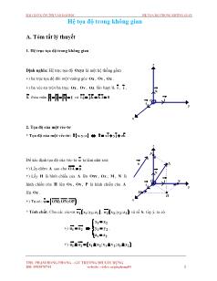 Giáo án Lớp 12 môn Đại số - Hệ tọa độ trong không gian