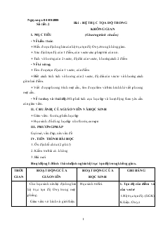 Giáo án lớp 12 môn đại số - Hệ trục tọa độ trong không gian