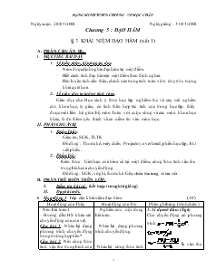 Giáo án lớp 12 môn đại số - Khái niệm đạo hàm (tiết 1)